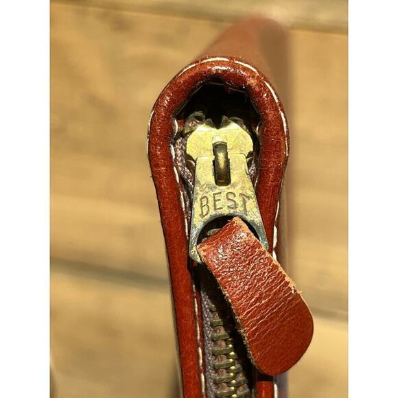 Vintage Men's Red Tone Leather Neck Tie Holder.Genuine Leather. Stitched. Travel - Picture 9 of 9